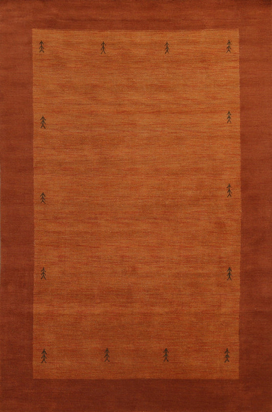 Orange Wool Gabbeh Oriental Area Rug 6x10