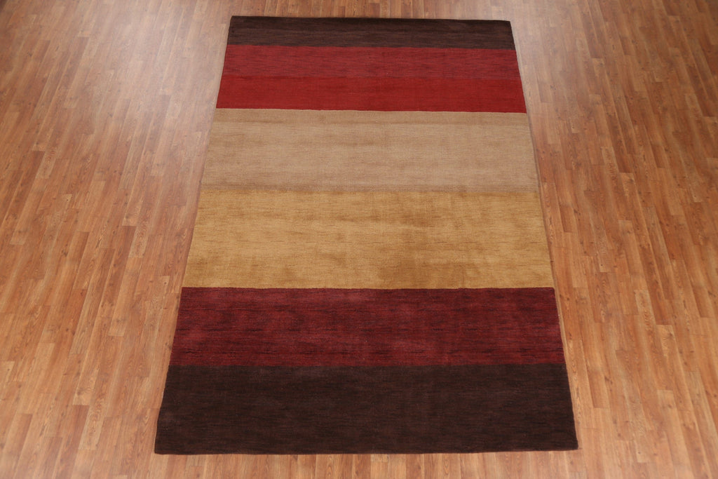 Modern Striped Gabbeh Oriental Area Rug 7x10