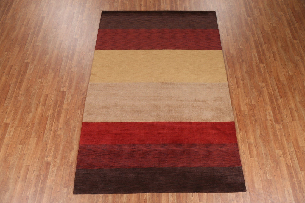 Contemporary Wool Gabbeh Oriental Area Rug 6x10