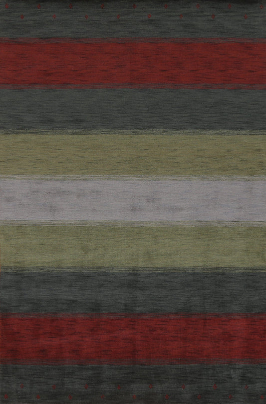 Striped Wool Gabbeh Oriental Area Rug 7x10