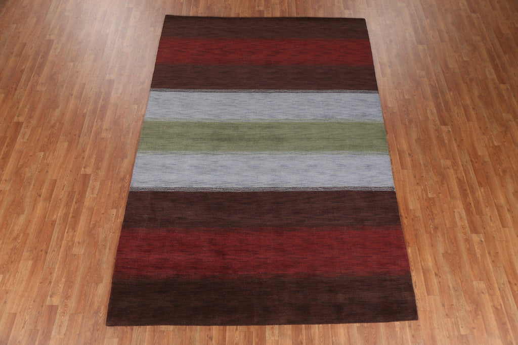 Contemporary Wool Gabbeh Oriental Area Rug 7x10