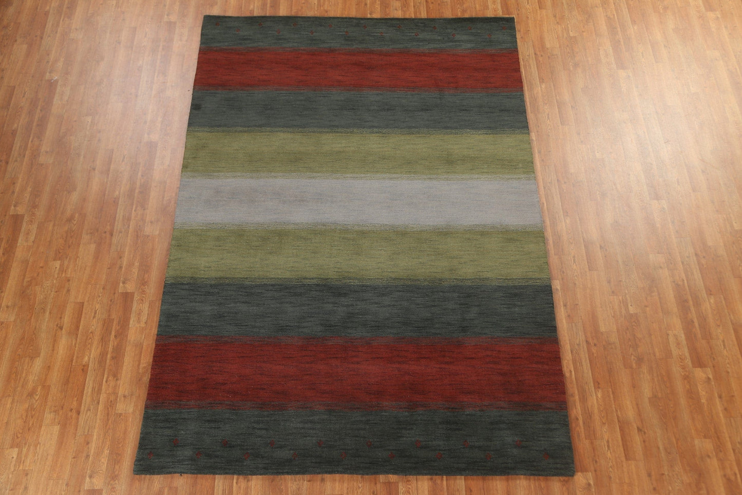 Green Striped Gabbeh Oriental Area Rug 7x10