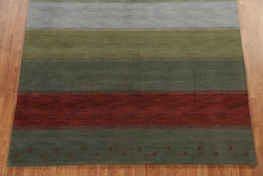 Green Striped Gabbeh Oriental Area Rug 7x10