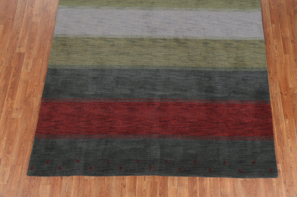 Green Striped Gabbeh Oriental Area Rug 7x10