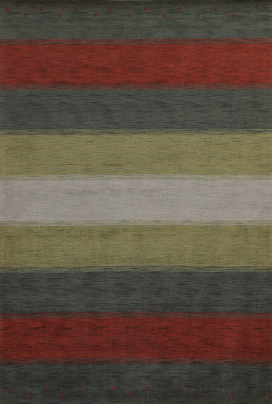 Green Striped Gabbeh Oriental Area Rug 7x10