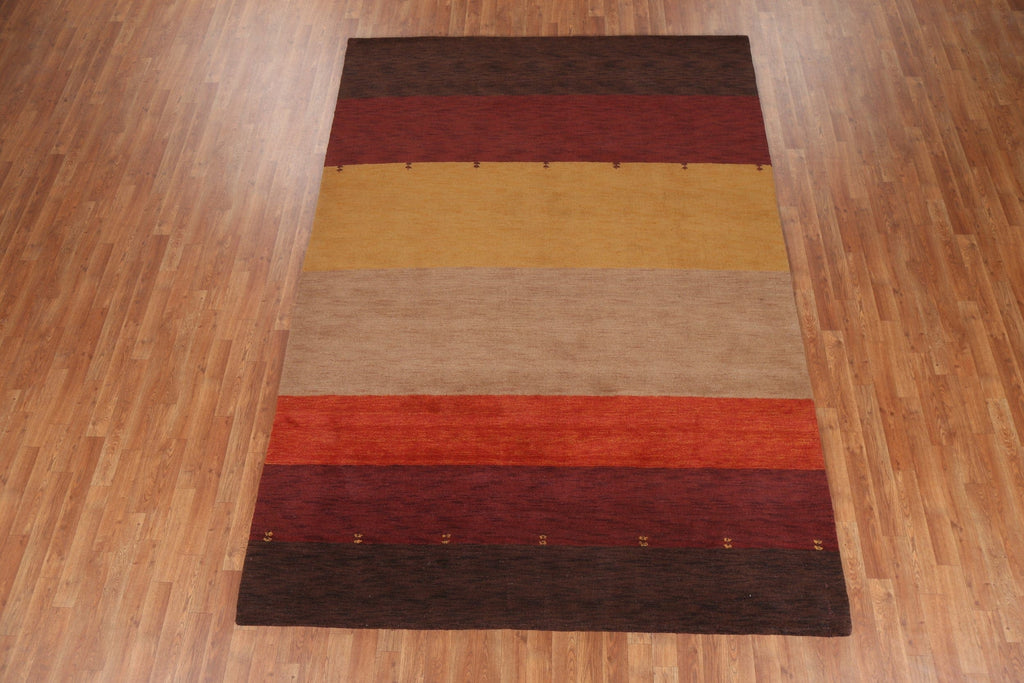 Striped Wool Gabbeh Oriental Area Rug 7x10