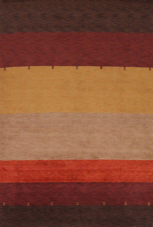 Striped Wool Gabbeh Oriental Area Rug 7x10