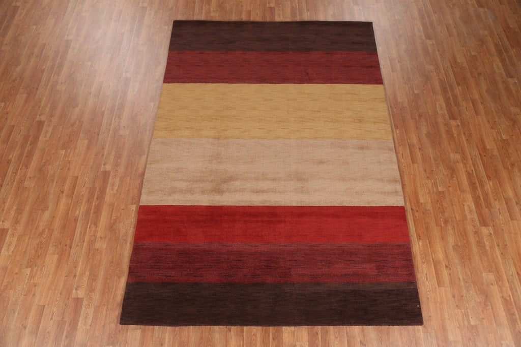 Modern Striped Gabbeh Oriental Area Rug 7x10