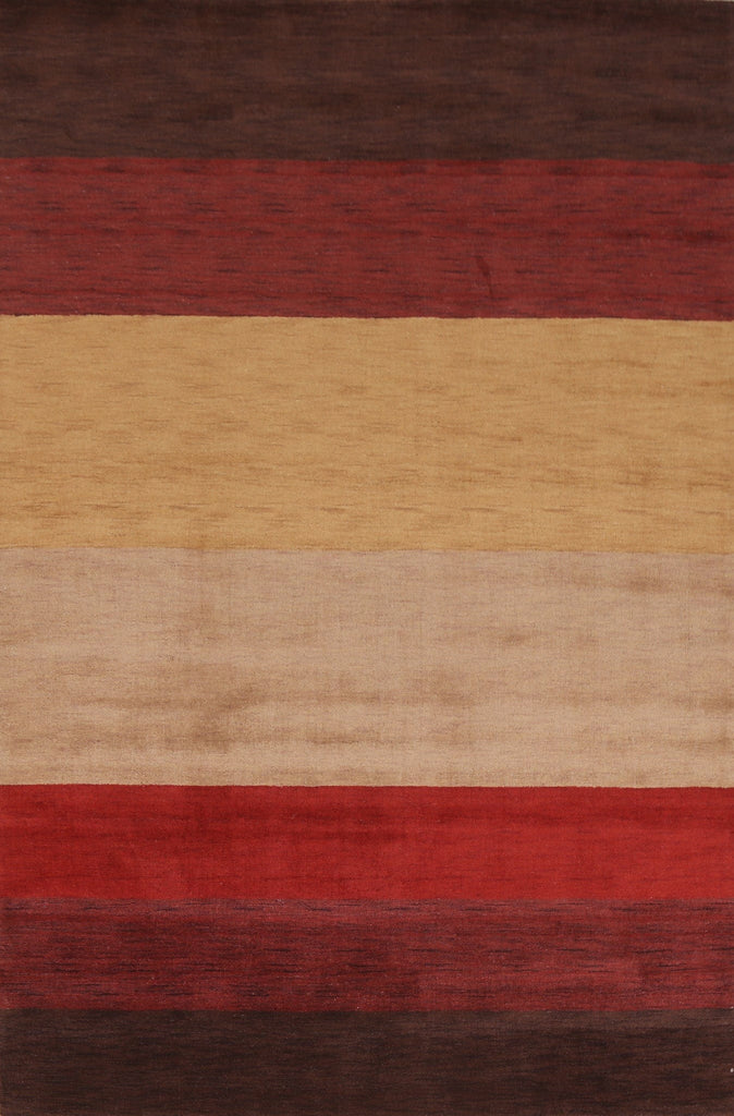 Modern Striped Gabbeh Oriental Area Rug 7x10