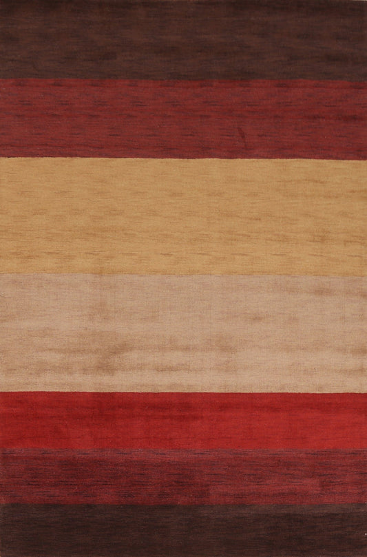 Modern Striped Gabbeh Oriental Area Rug 7x10