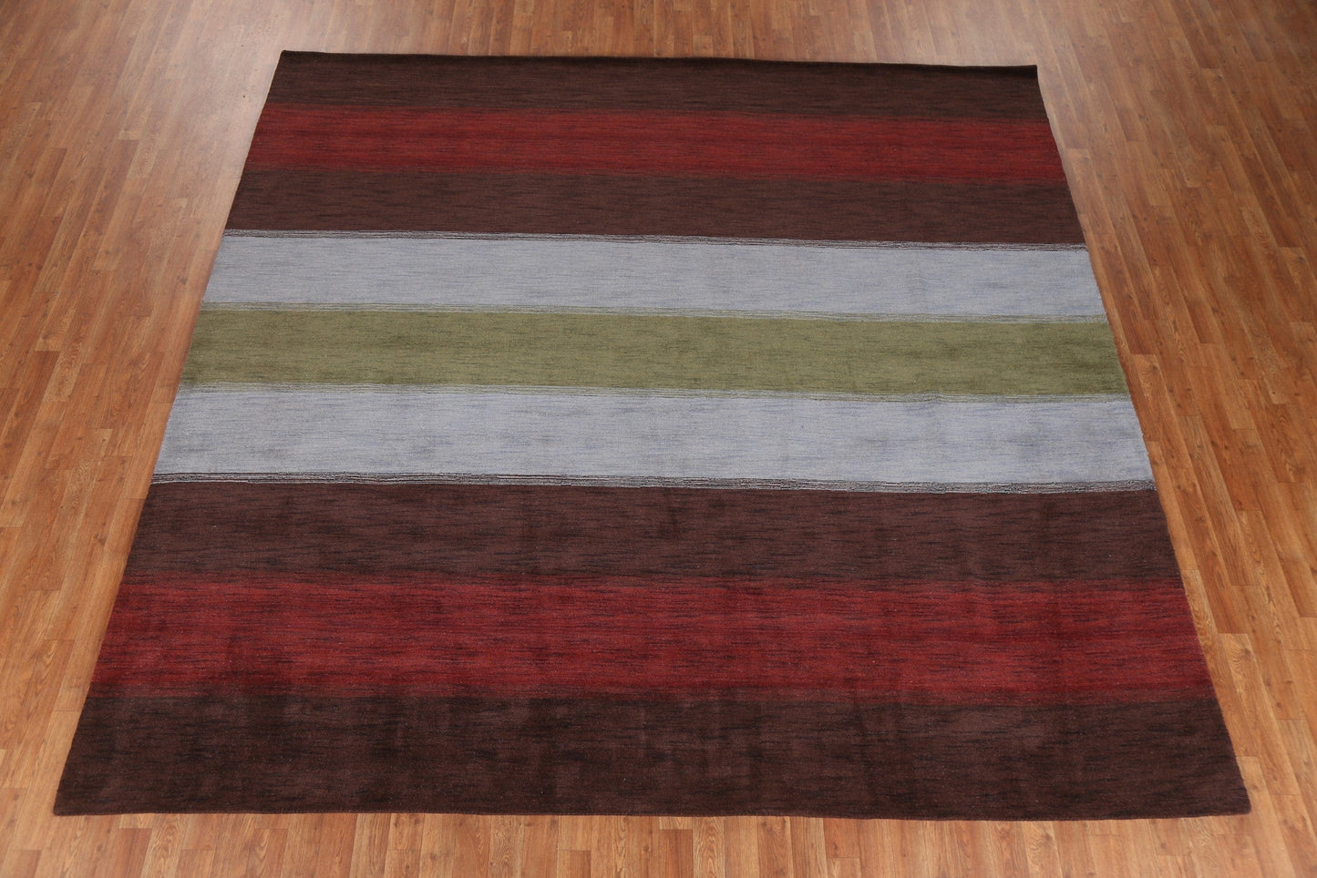 Striped Wool Gabbeh Oriental Square Rug 10x10