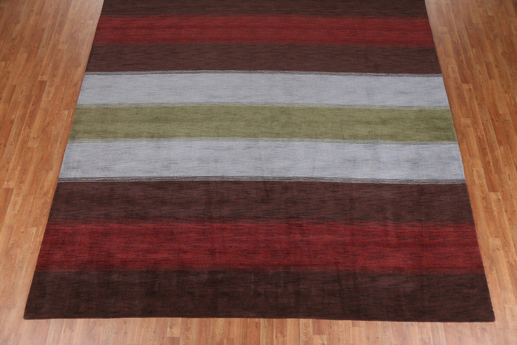 Striped Wool Gabbeh Oriental Square Rug 10x10