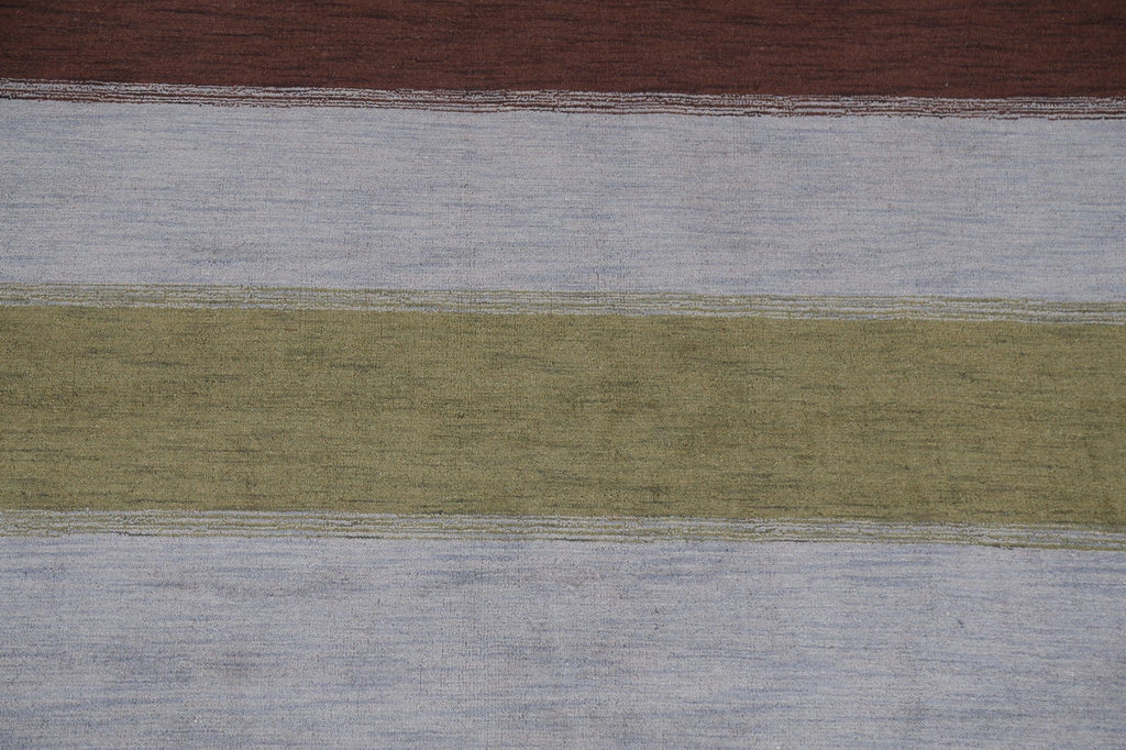 Striped Wool Gabbeh Oriental Square Rug 10x10