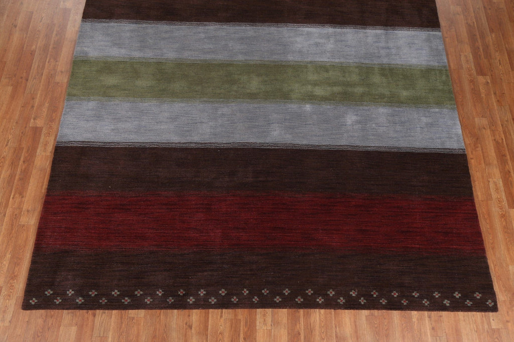 Striped Wool Gabbeh Oriental Area Rug 8x10