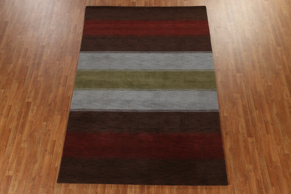 Striped Wool Gabbeh Oriental Area Rug 6x10