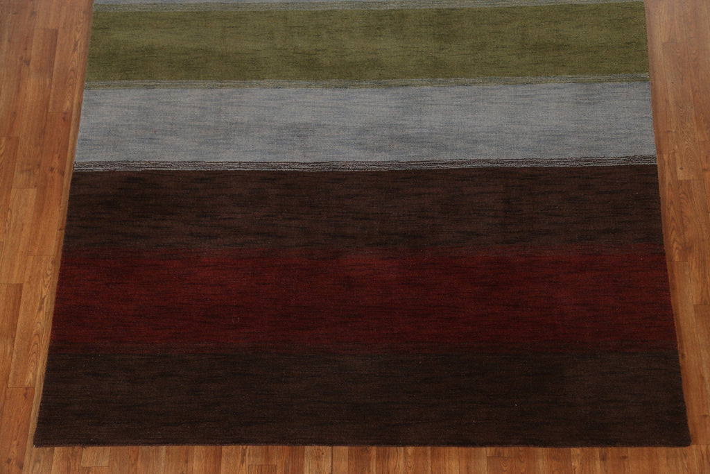 Striped Wool Gabbeh Oriental Area Rug 6x10