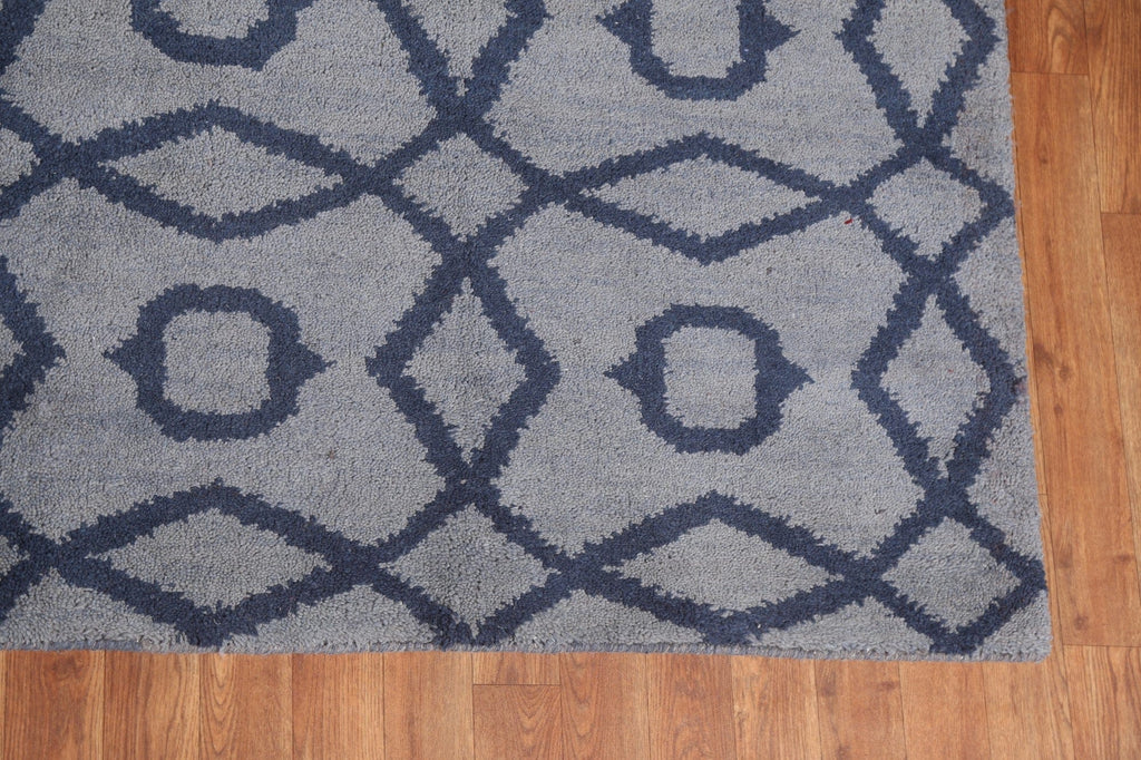 Gray & Blue Moroccan Trellis Oriental Area Rug 8x10