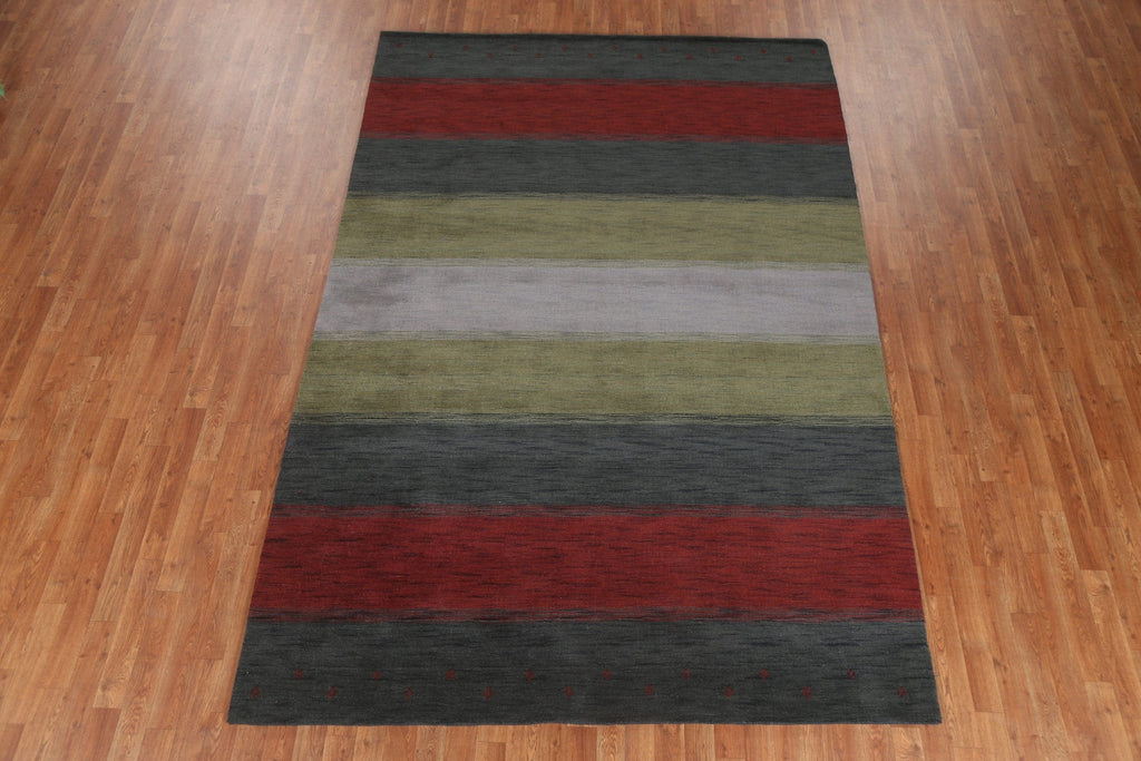 Striped Wool Gabbeh Oriental Area Rug 7x10