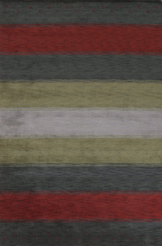 Striped Wool Gabbeh Oriental Area Rug 7x10