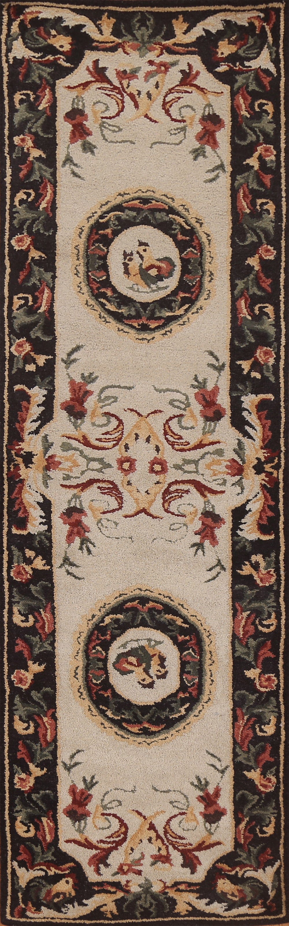 Animal Pictorial Aubusson Oriental Runner Rug 3x10