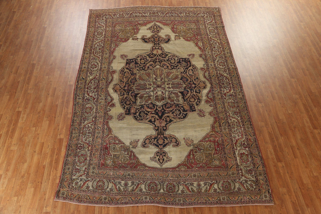 Pre-1900 Antique Vegetable Dye Kerman Persian Area Rug 9x14