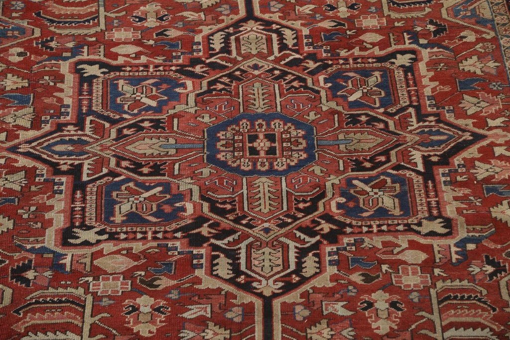 Pre-1900 Antique Vegetable Dye Heriz Serapi Persian Area Rug 9x12