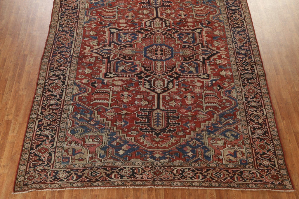 Pre-1900 Antique Vegetable Dye Heriz Serapi Persian Area Rug 9x12