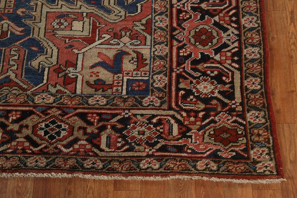 Pre-1900 Antique Vegetable Dye Heriz Serapi Persian Area Rug 9x12