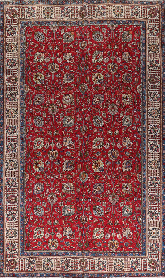 Red Wool Tabriz Large Persian Rug 10x16