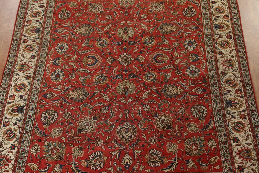 Vintage Red Floral Tabriz Persian Area Rug 10x13