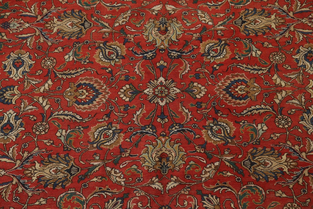 Vintage Red Floral Tabriz Persian Area Rug 10x13