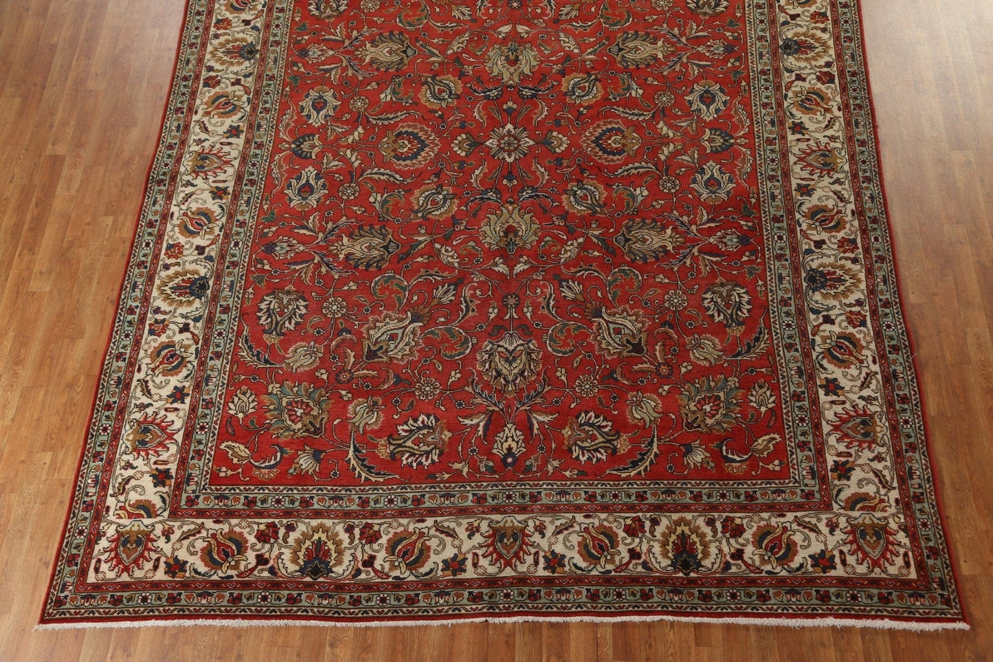 Vintage Red Floral Tabriz Persian Area Rug 10x13