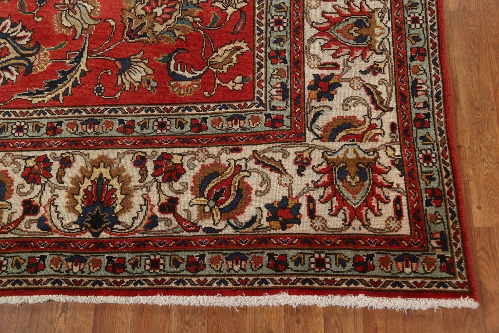 Vintage Red Floral Tabriz Persian Area Rug 10x13