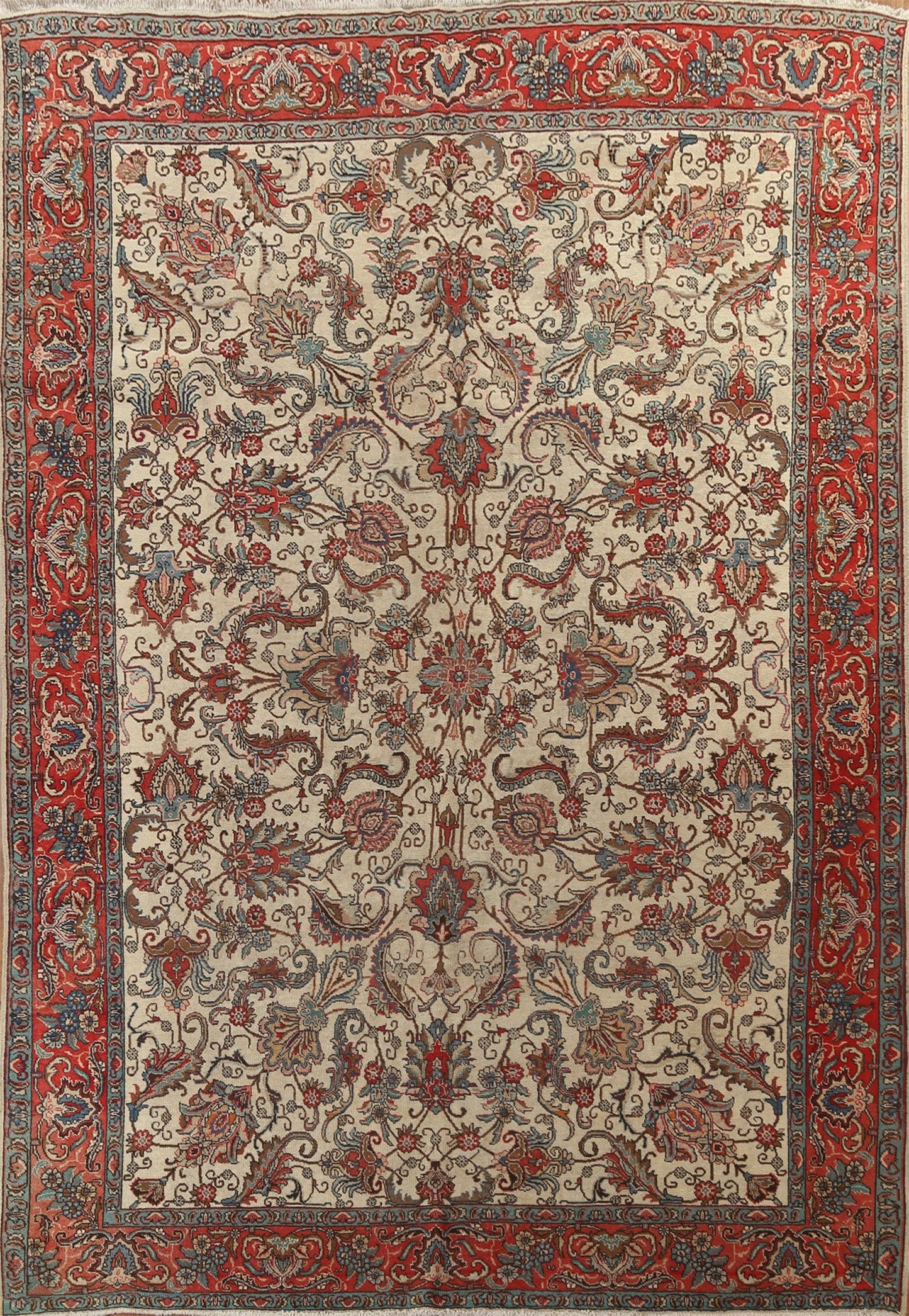 All-Over Floral Tabriz Persian Area Rug 10x13