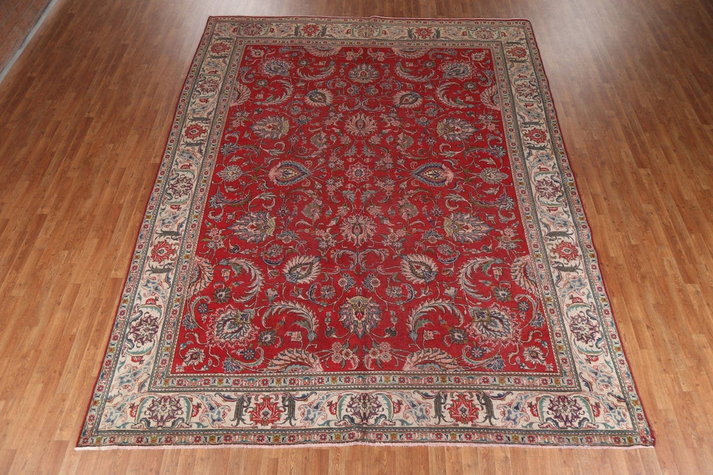 All-Over Red Floral Tabriz Persian Area Rug 10x13