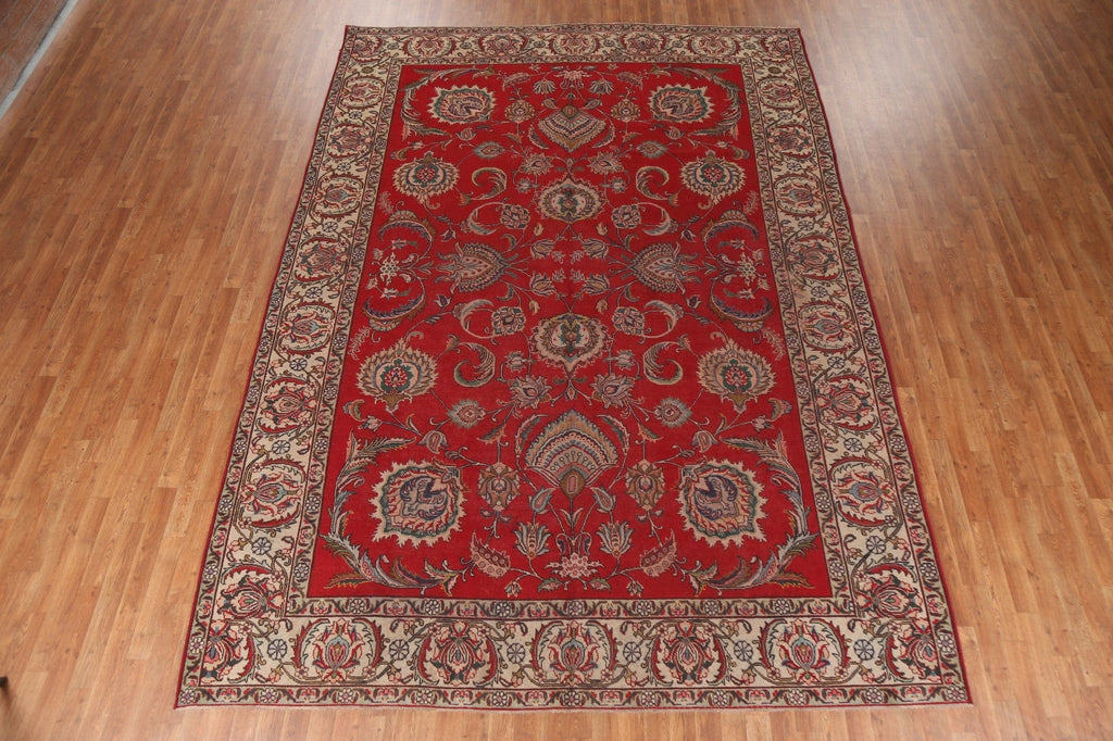 Antique Floral Red Tabriz Persian Area Rug 9x13