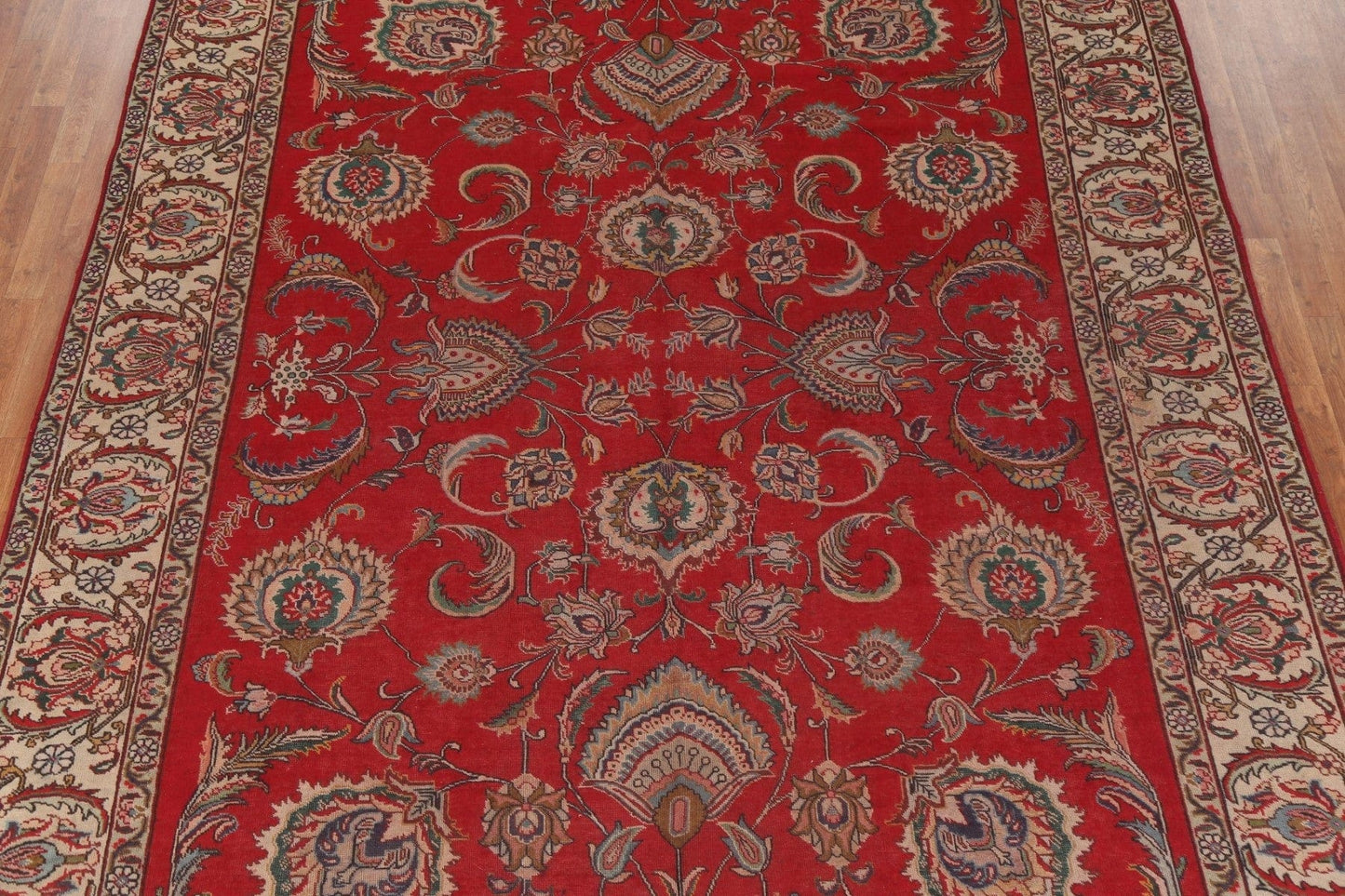 Antique Floral Red Tabriz Persian Area Rug 9x13