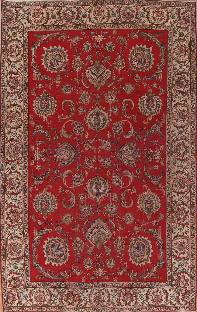 Antique Floral Red Tabriz Persian Area Rug 9x13