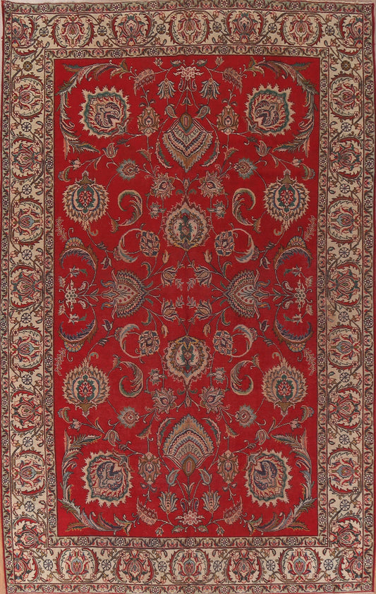 Antique Floral Red Tabriz Persian Area Rug 9x13