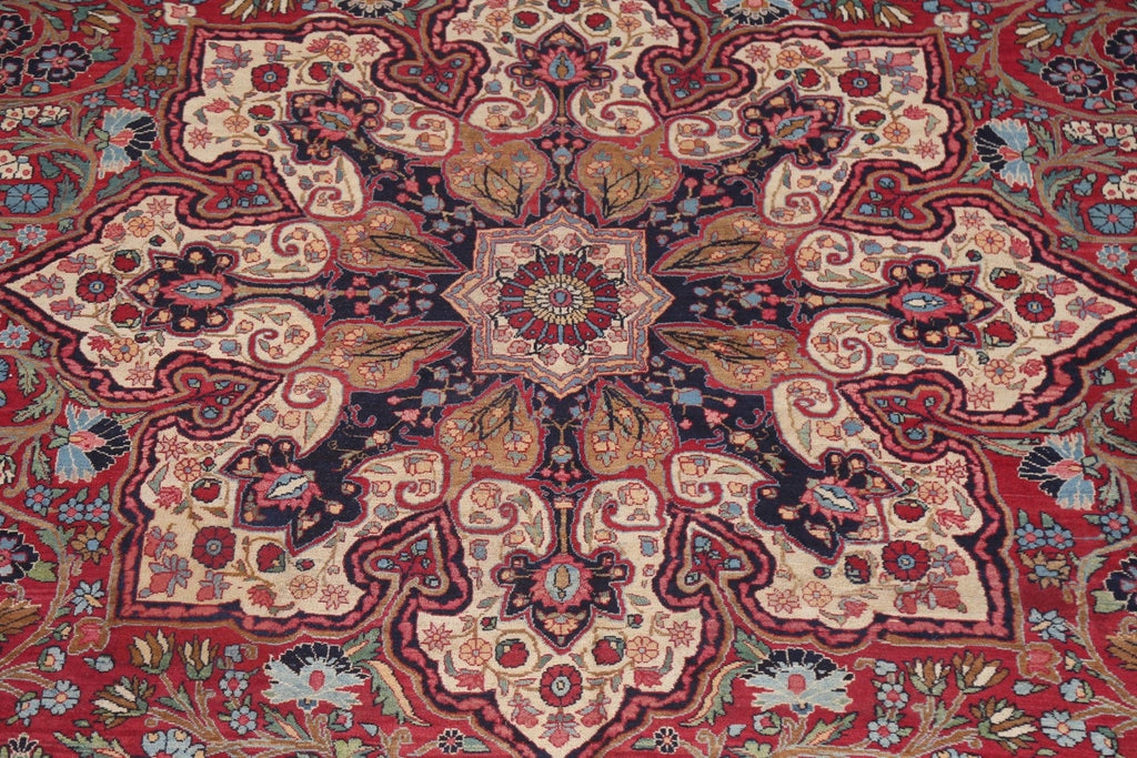 Pre-1900 Antique Vegetable Dye Yazd Large Persian Rug 11x16