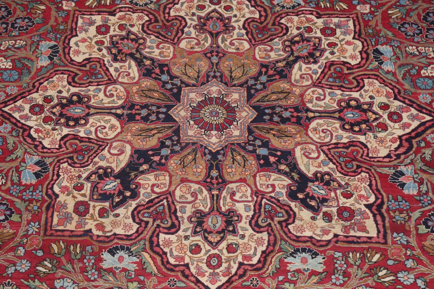 Pre-1900 Antique Vegetable Dye Yazd Large Persian Rug 11x16