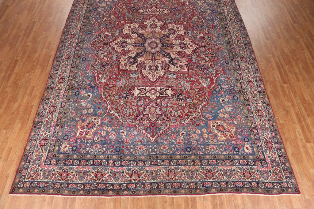 Pre-1900 Antique Vegetable Dye Yazd Large Persian Rug 11x16