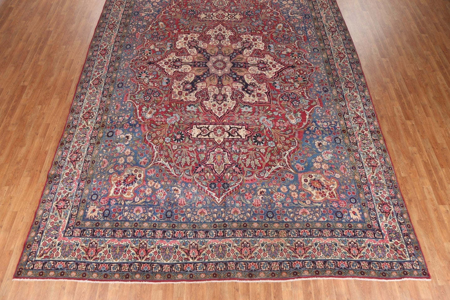 Pre-1900 Antique Vegetable Dye Yazd Large Persian Rug 11x16