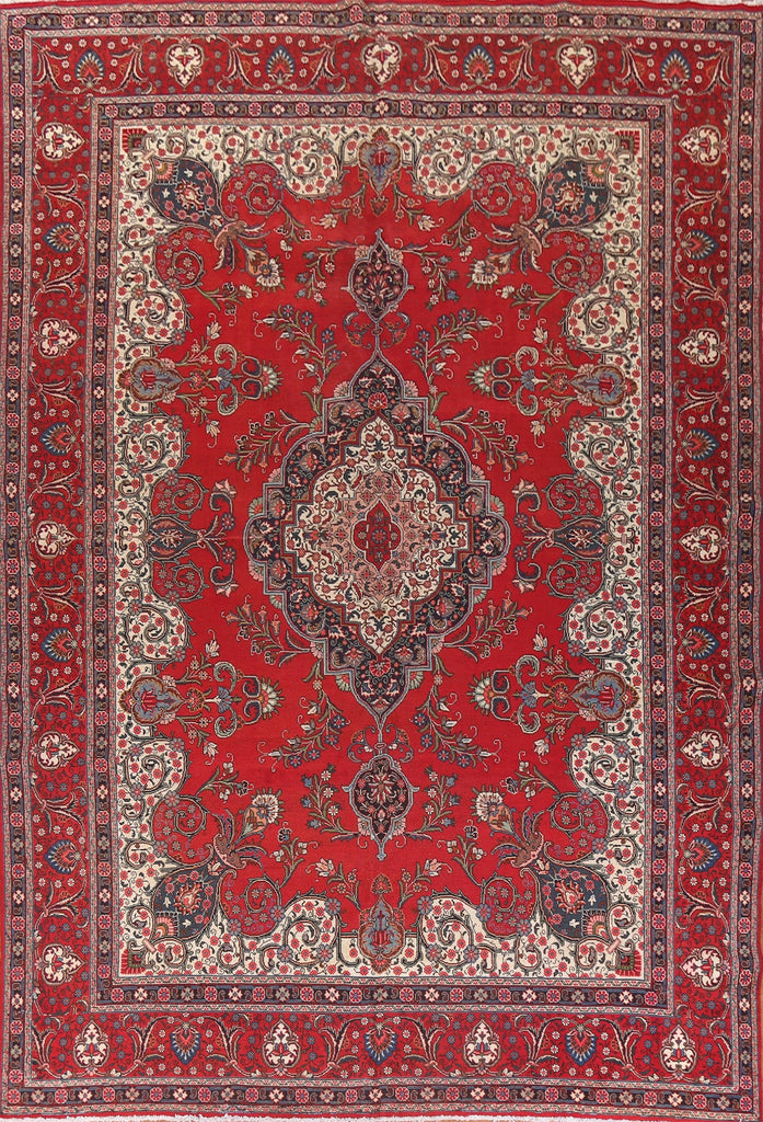 Handmade Red Wool Tabriz Large Persian Rug 12x16