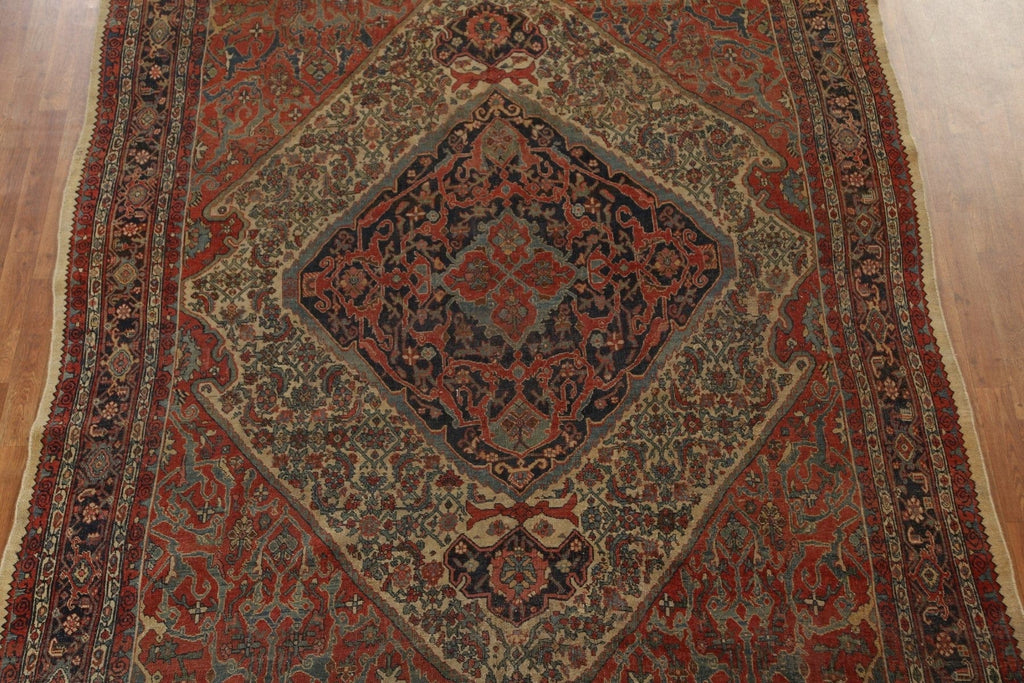 Pre-1900 Antique Vegetable Dye Bidjar Halvaei Persian Rug 8x11