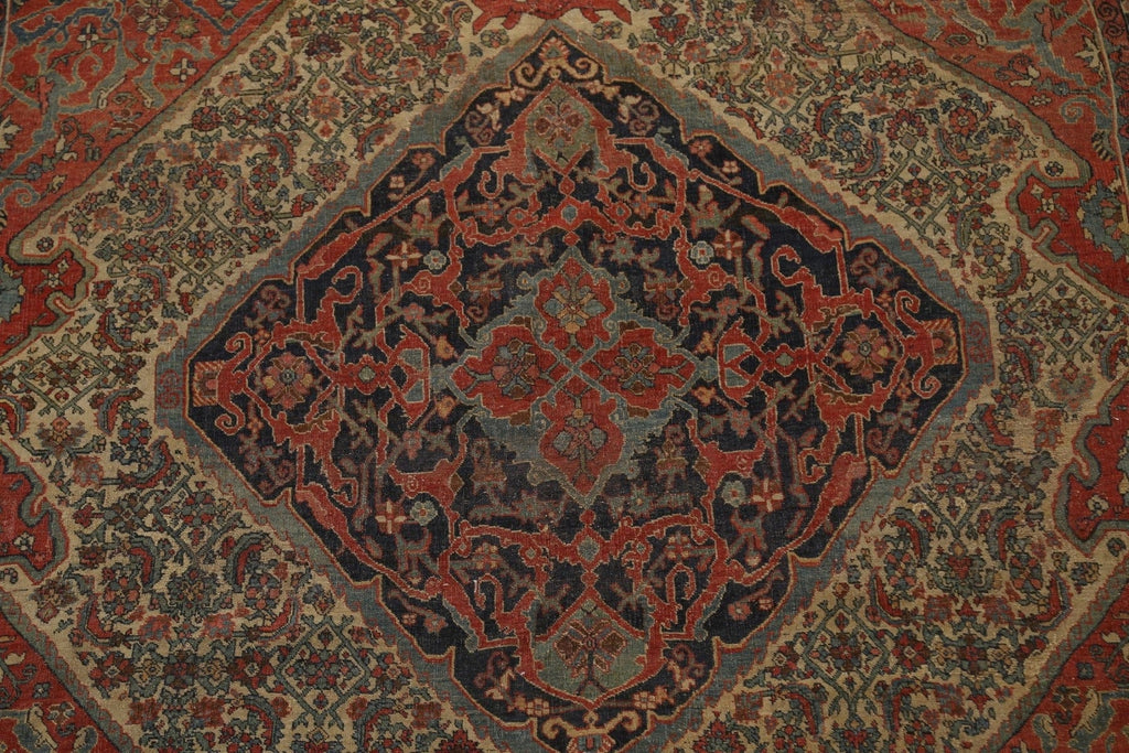 Pre-1900 Antique Vegetable Dye Bidjar Halvaei Persian Rug 8x11