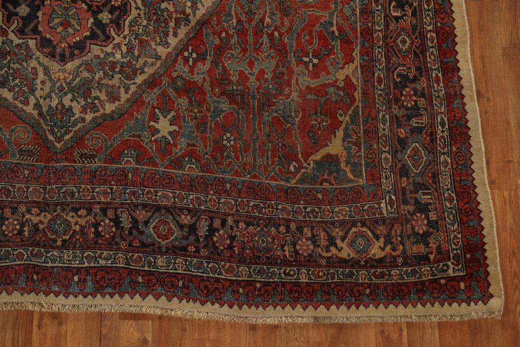 Pre-1900 Antique Vegetable Dye Bidjar Halvaei Persian Rug 8x11