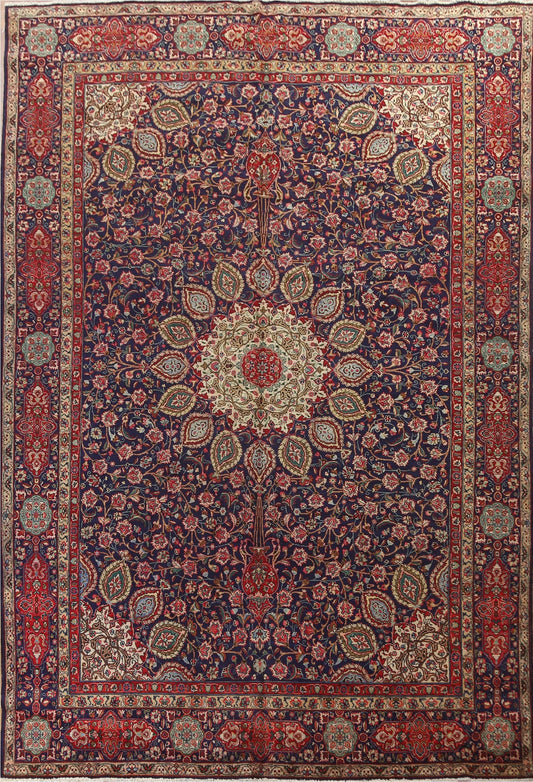 Handmade Blue Tabriz Large Persian Rug 11x16