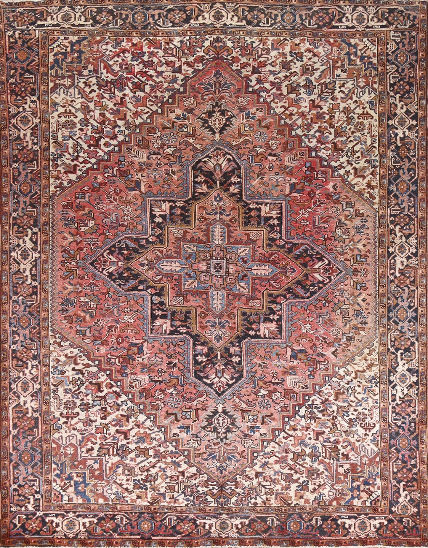 Geometric Wool Heriz Persian Area Rug 9x11