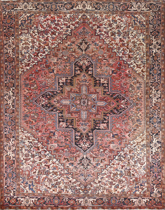 Geometric Wool Heriz Persian Area Rug 9x11